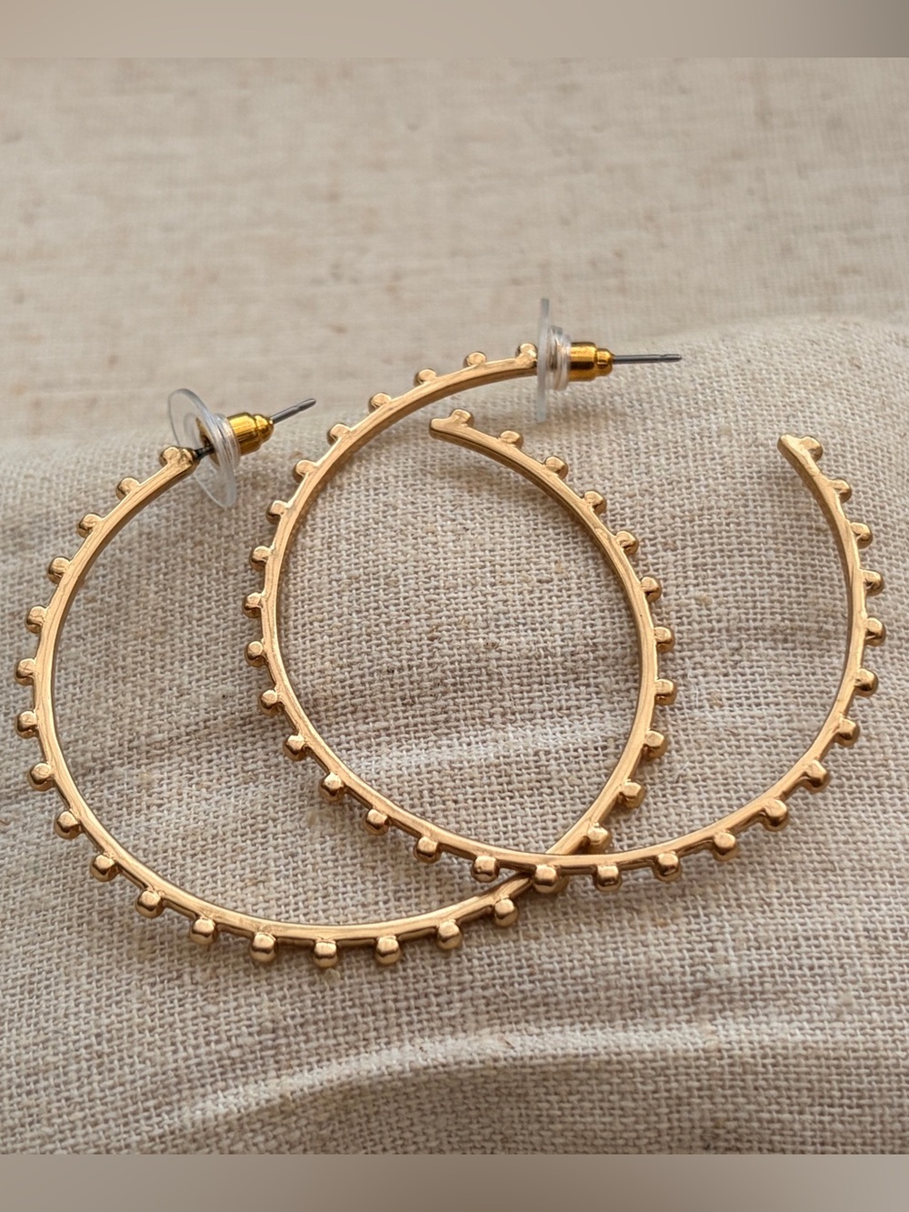 Stella & Dot Gold Studded Studly Hoop Earrings